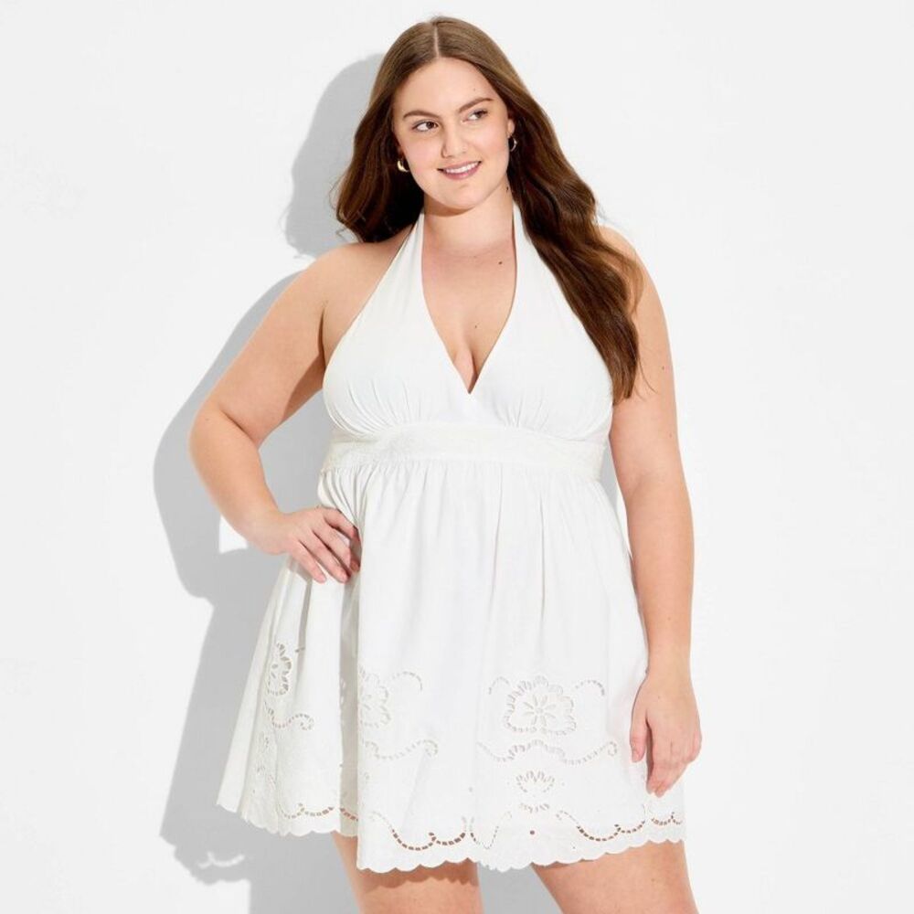 wild fable White Strapless Halter Sundress Nwt